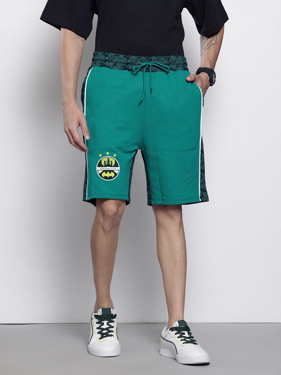 The Indian Garage Co Men Batman Camouflage Printed Shorts