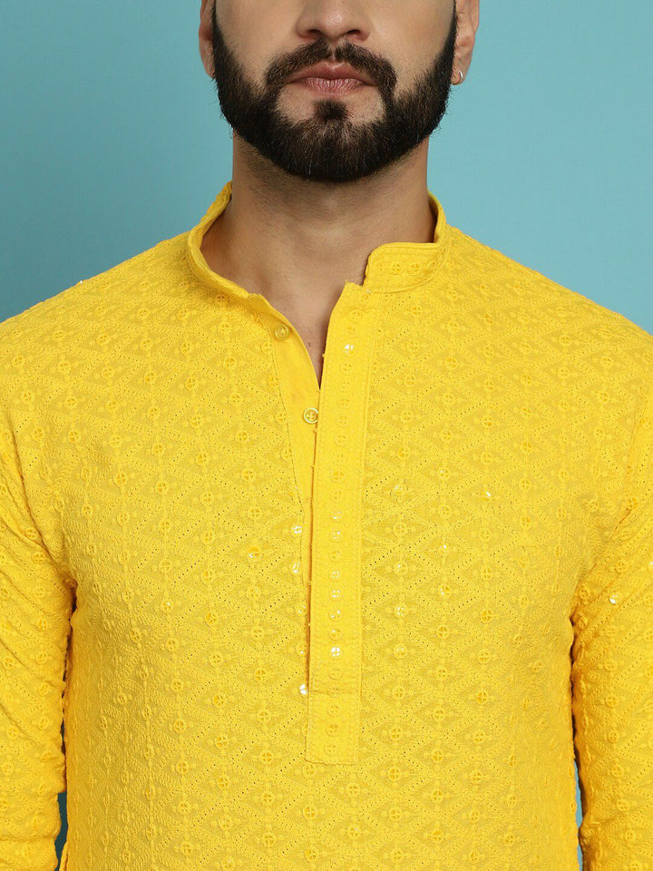 SOJANYA Embroidered Regular Sequinned Pure Cotton Kurta With Churidar