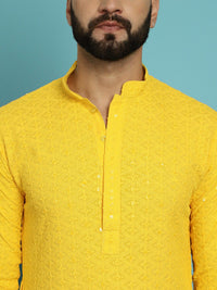 SOJANYA Embroidered Regular Sequinned Pure Cotton Kurta With Churidar