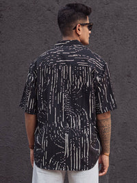 Powerlook Men Cuban Collar Abstract Printed Opaque Casual Shirt
