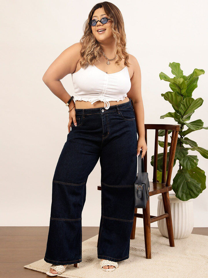 CURVY STREET jean Women Clean Look Pure Cotton Wide Leg Jeans