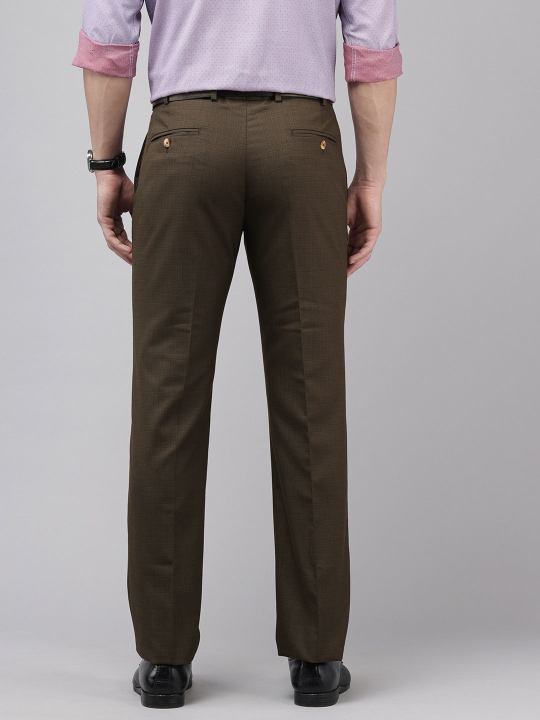 Park Avenue Men Checked Formal Trousers