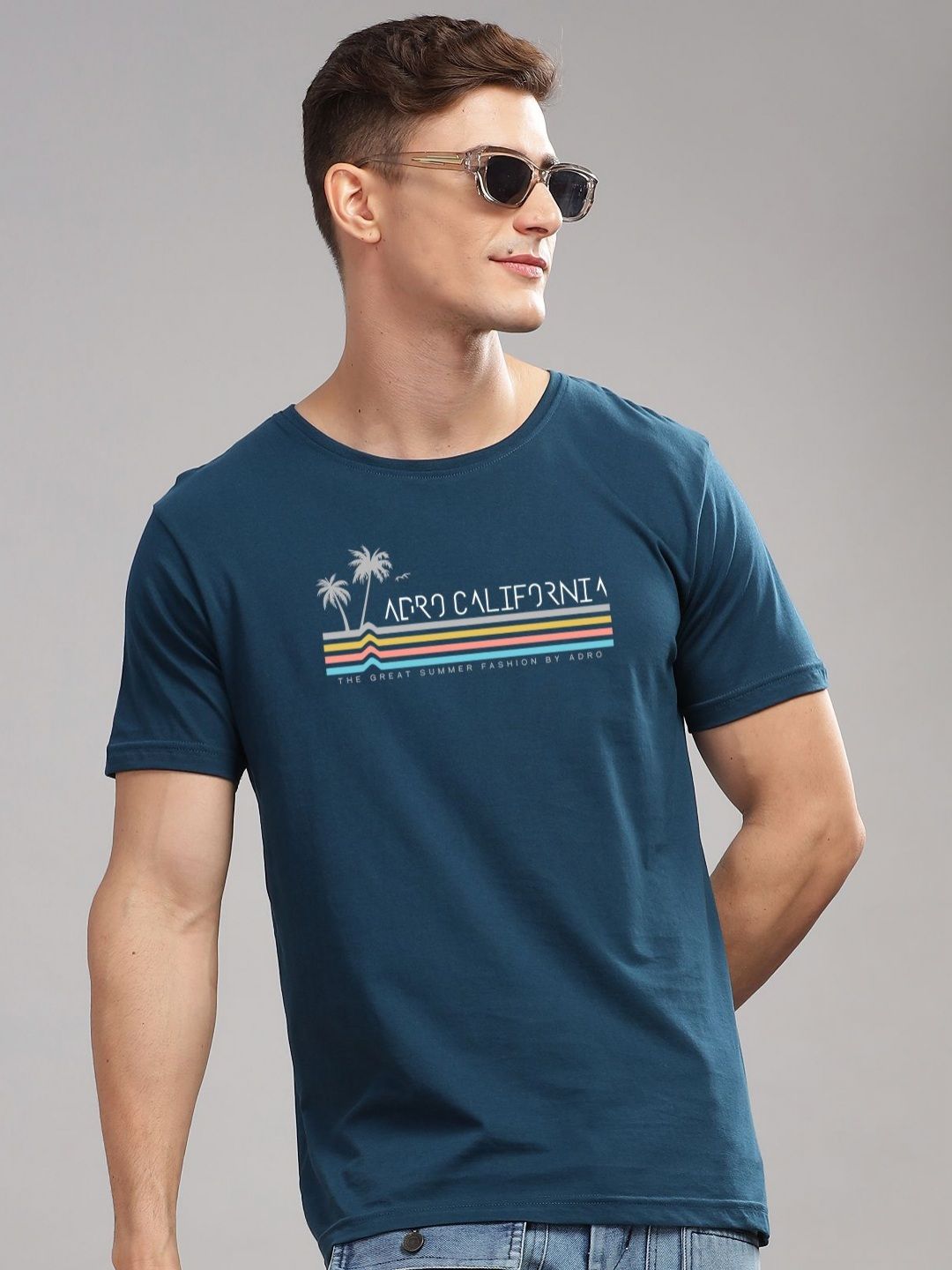 ADRO Typography Printed Round Neck Pure Cotton T-shirt