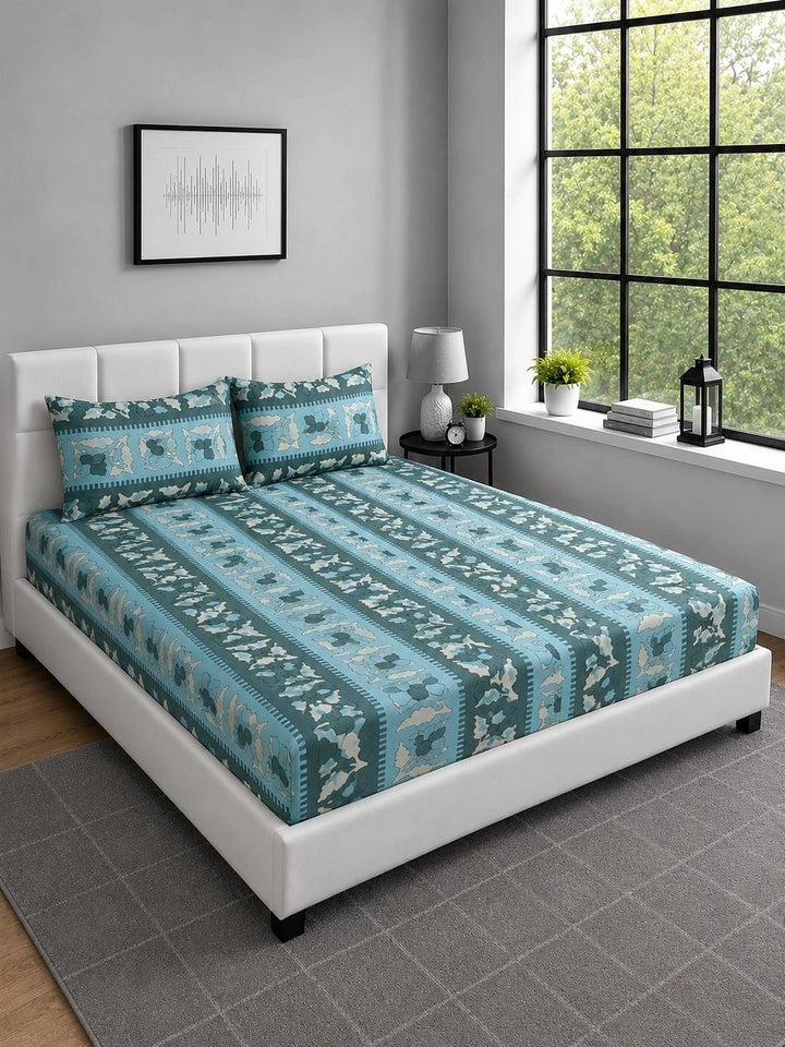 Moda Rapido X KLOTTHE Multicoloured Floral 300 TC King Bedsheet with 2 Pillow Covers