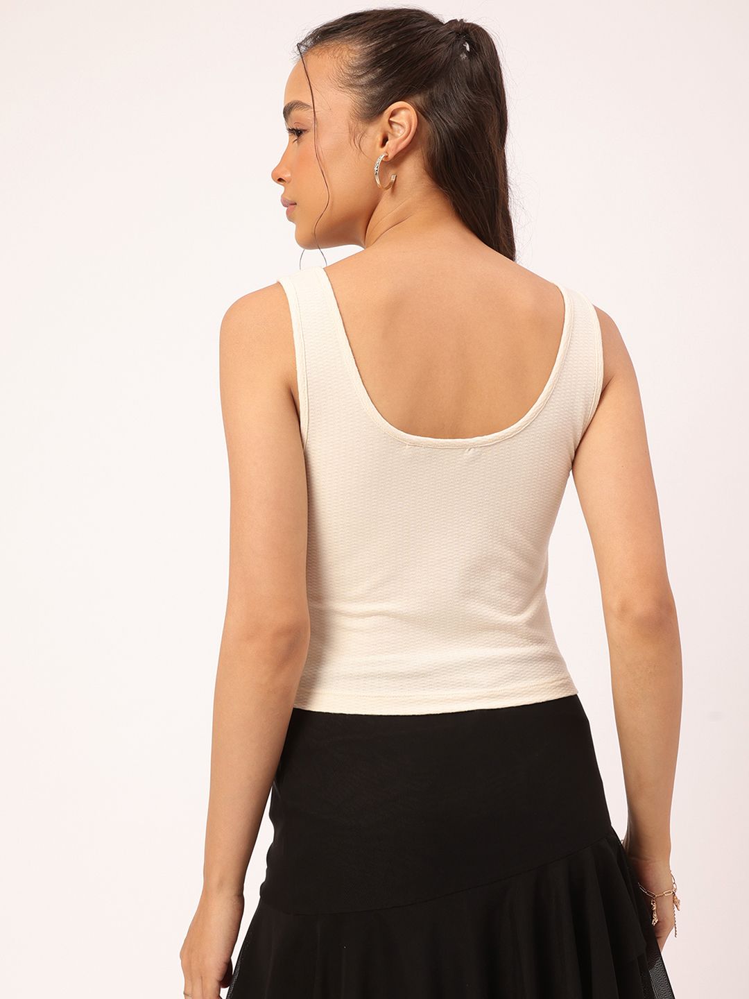 DressBerry Fastening Detail Scoop Neck Top