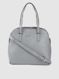 Lino Perros Grey Snakeskin Textured PU Structured Handheld Bag