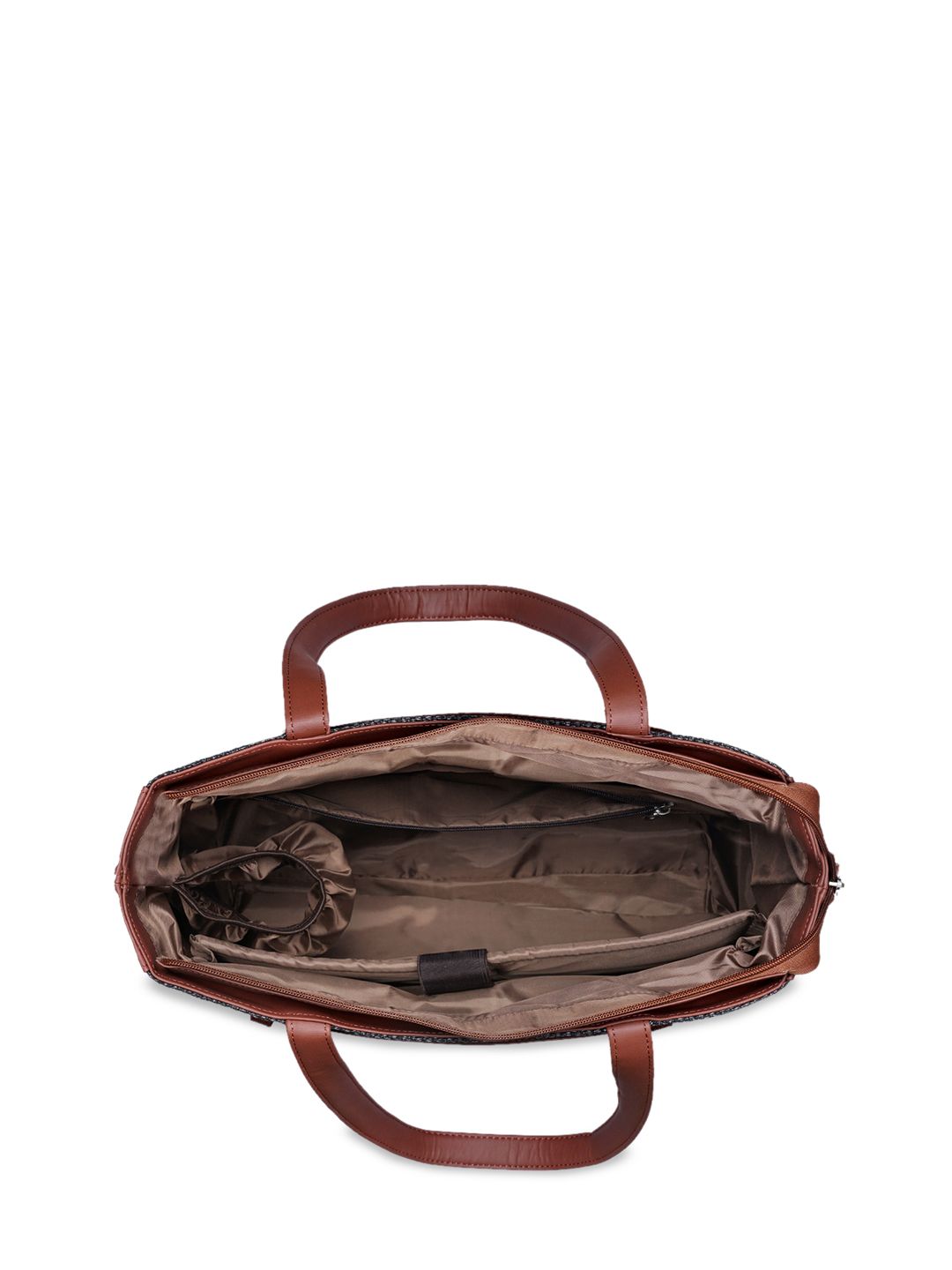 ZOUK Blue Floral Printed Structured Tote Bag