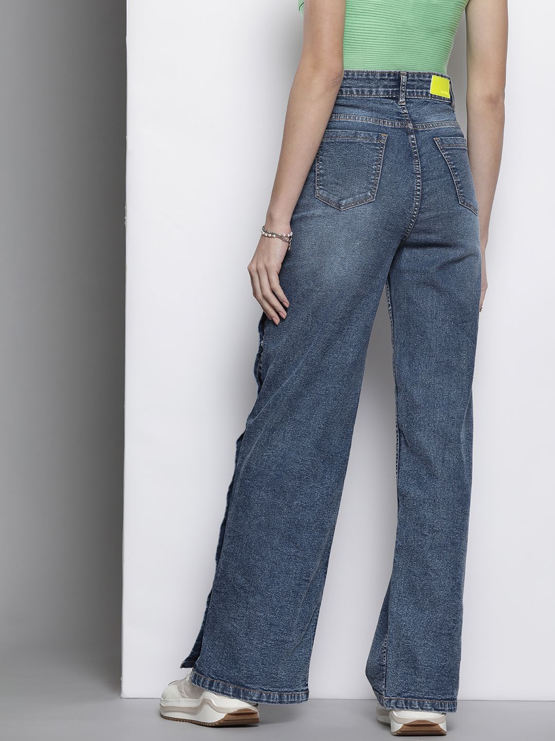 SASSAFRAS Women High-Rise Straight Fit Side Slit Jeans