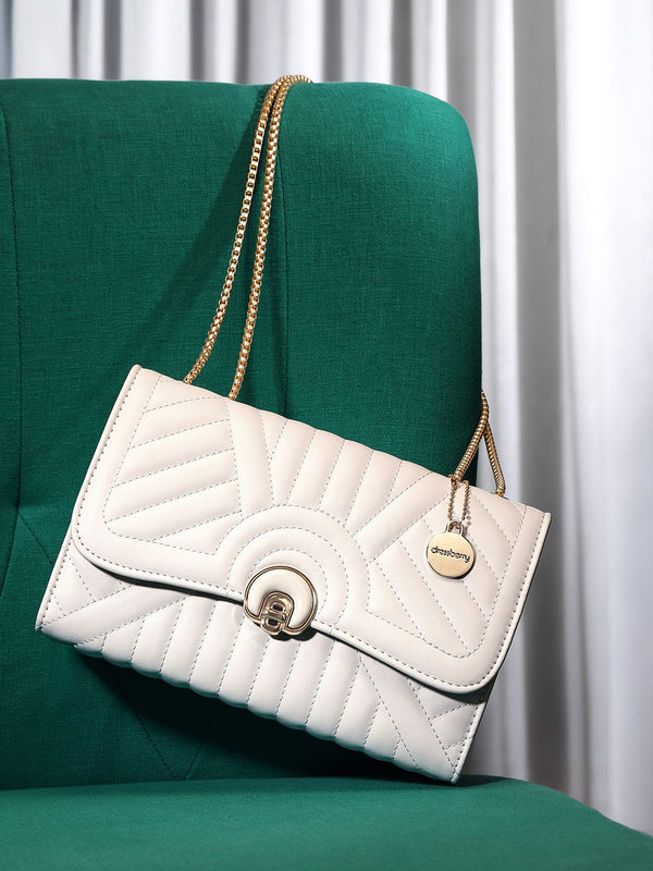 DressBerry Textured Structured Shoulder Bag With Quilted