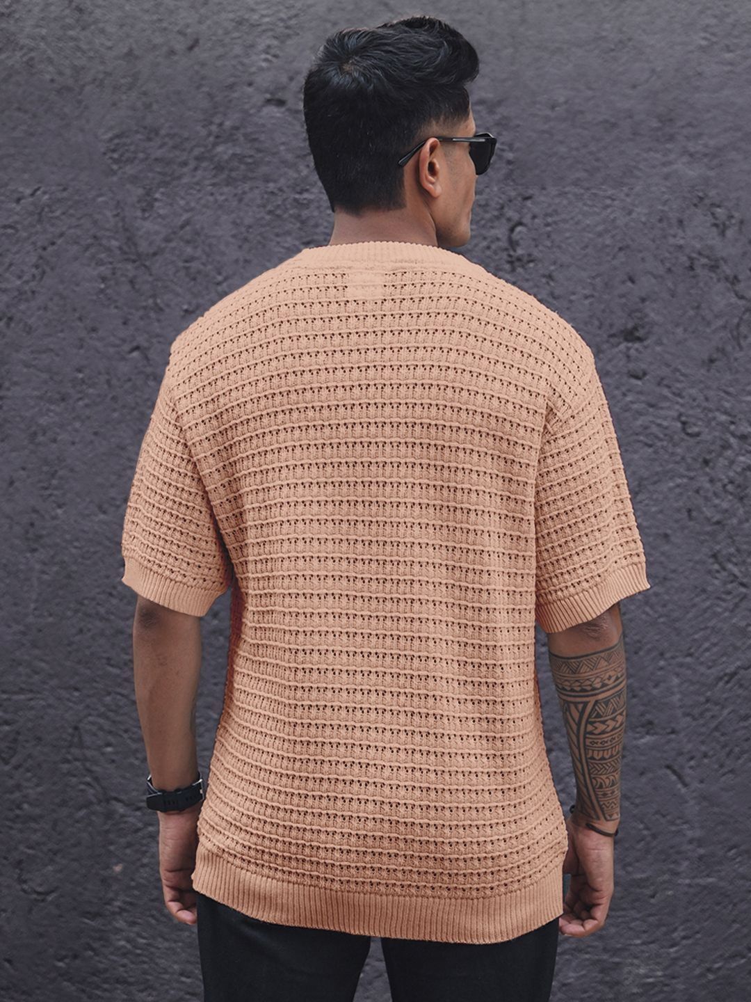 Powerlook Men Crochet Oversized T-shirt
