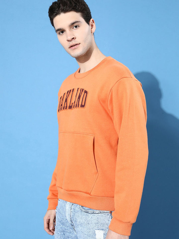 DILLINGER Men Typography Oversized Fleece Sweatshirt