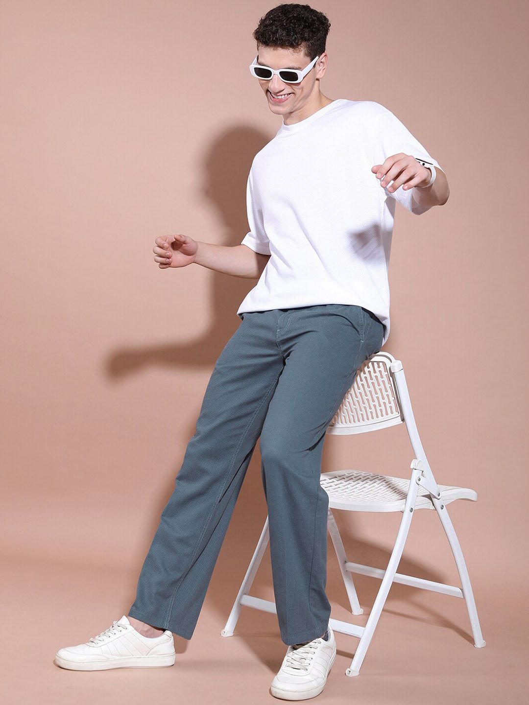 HIGHLANDER Men Straight Fit High-Rise Cotton Trousers
