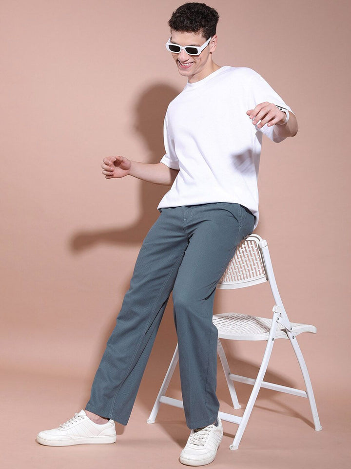 HIGHLANDER Men Straight Fit High-Rise Cotton Trousers
