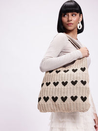 DressBerry Heart Crocheted Shopper Tote Bag