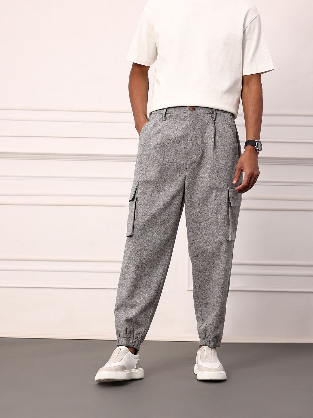 Mr Bowerbird Men Oversized Fit Pleated Cargos