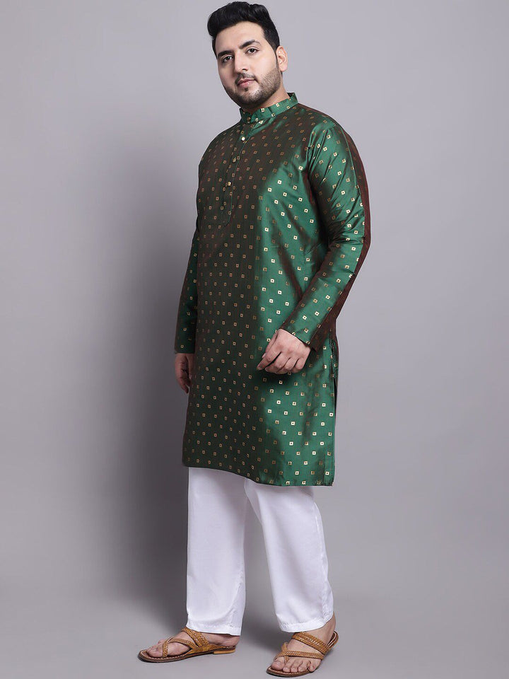 SOJANYA PLUS Geometric Woven Design Kurta With Pyjamas & Nehru Jacket