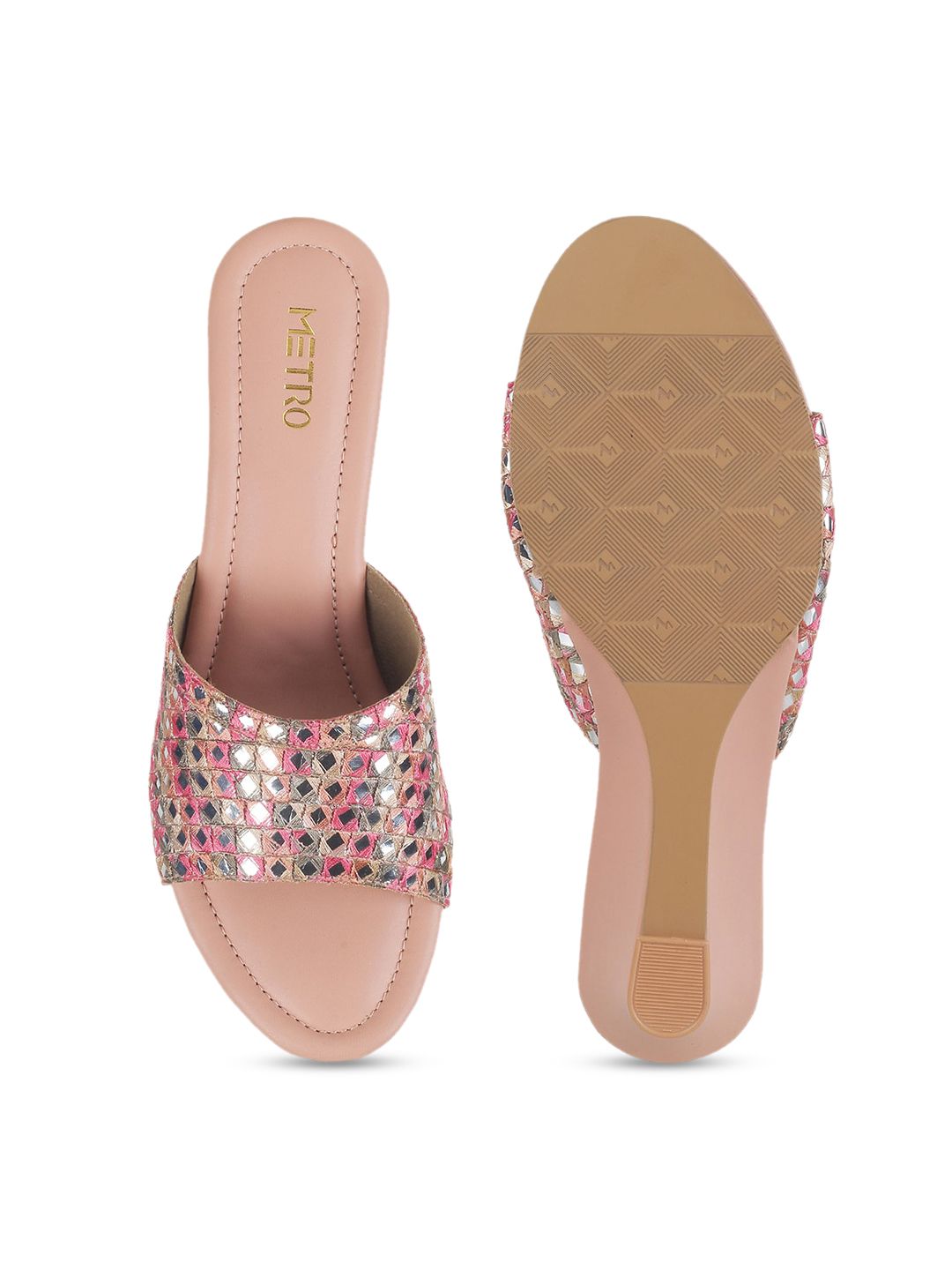 Metro Embellished Open Toe Wedges