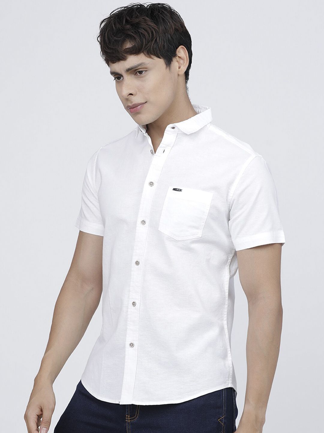 The Indian Garage Co Solid Pure Cotton Casual Shirt