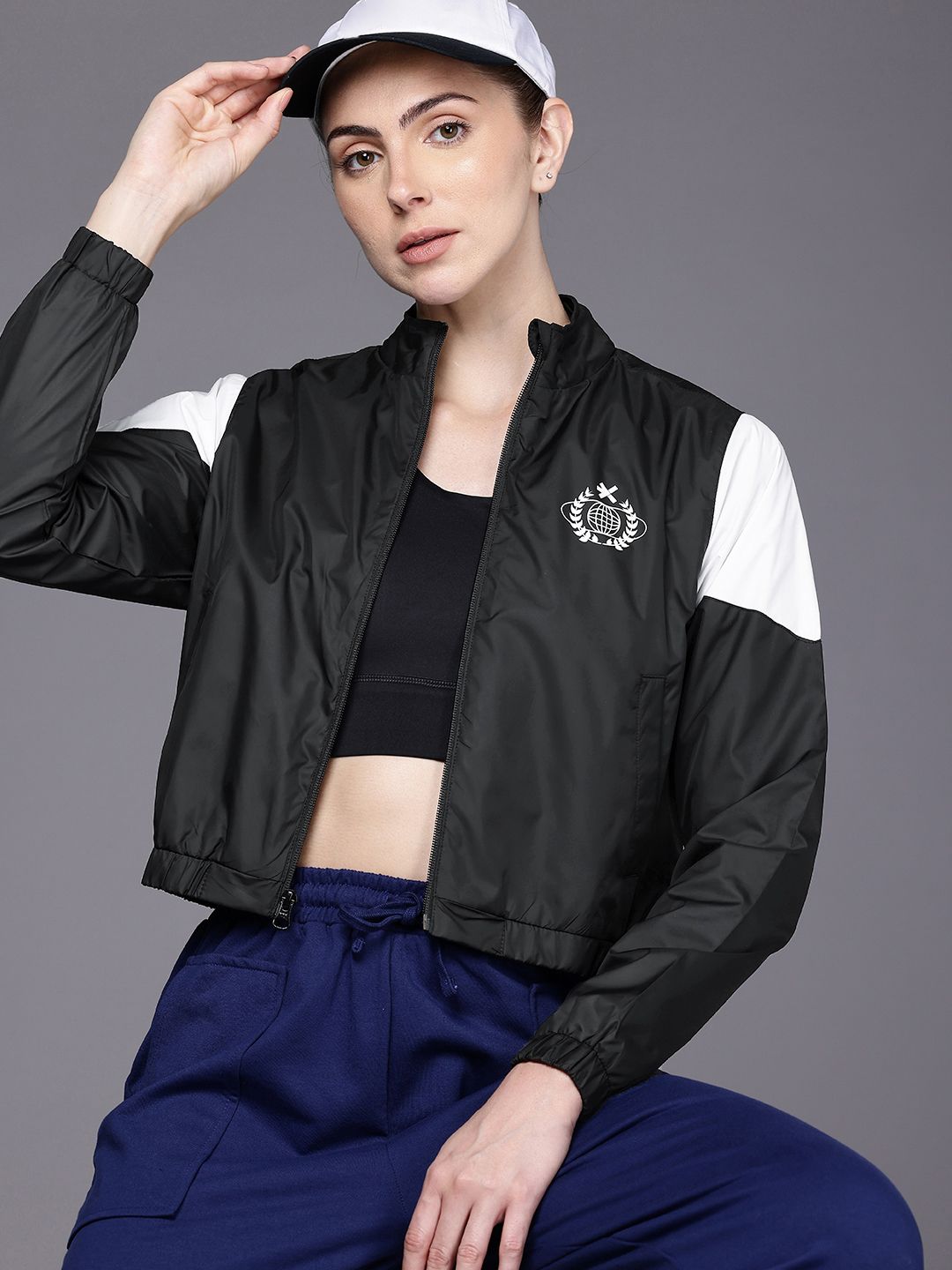HRX by Hrithik Roshan Rapid-Dry Antimicrobial Crop Bomber Lifestyle Jacket
