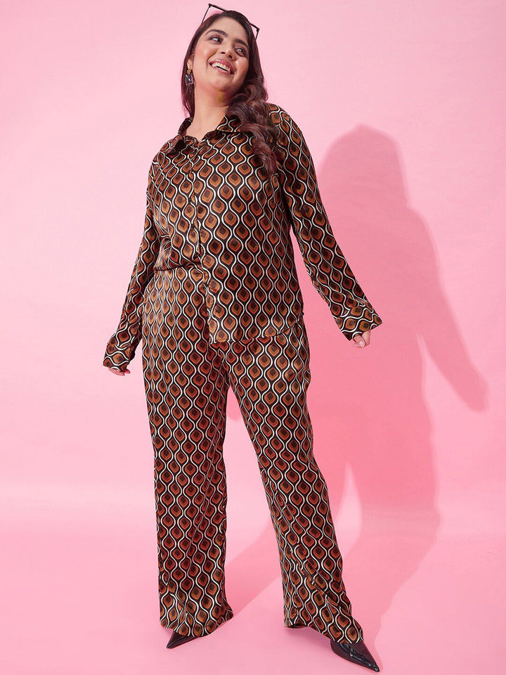 CURVY STREET Women Printed Loose Fit High-Rise Trousers