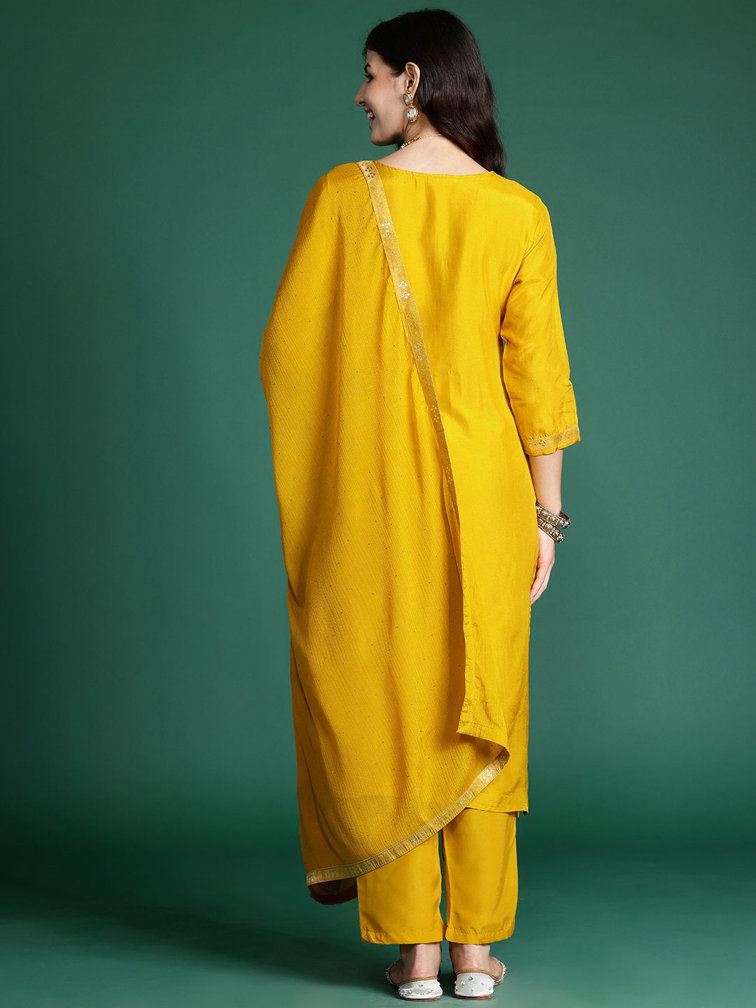 Indo Era Ethnic Motifs Regular Kurta with Trousers & With Dupatta