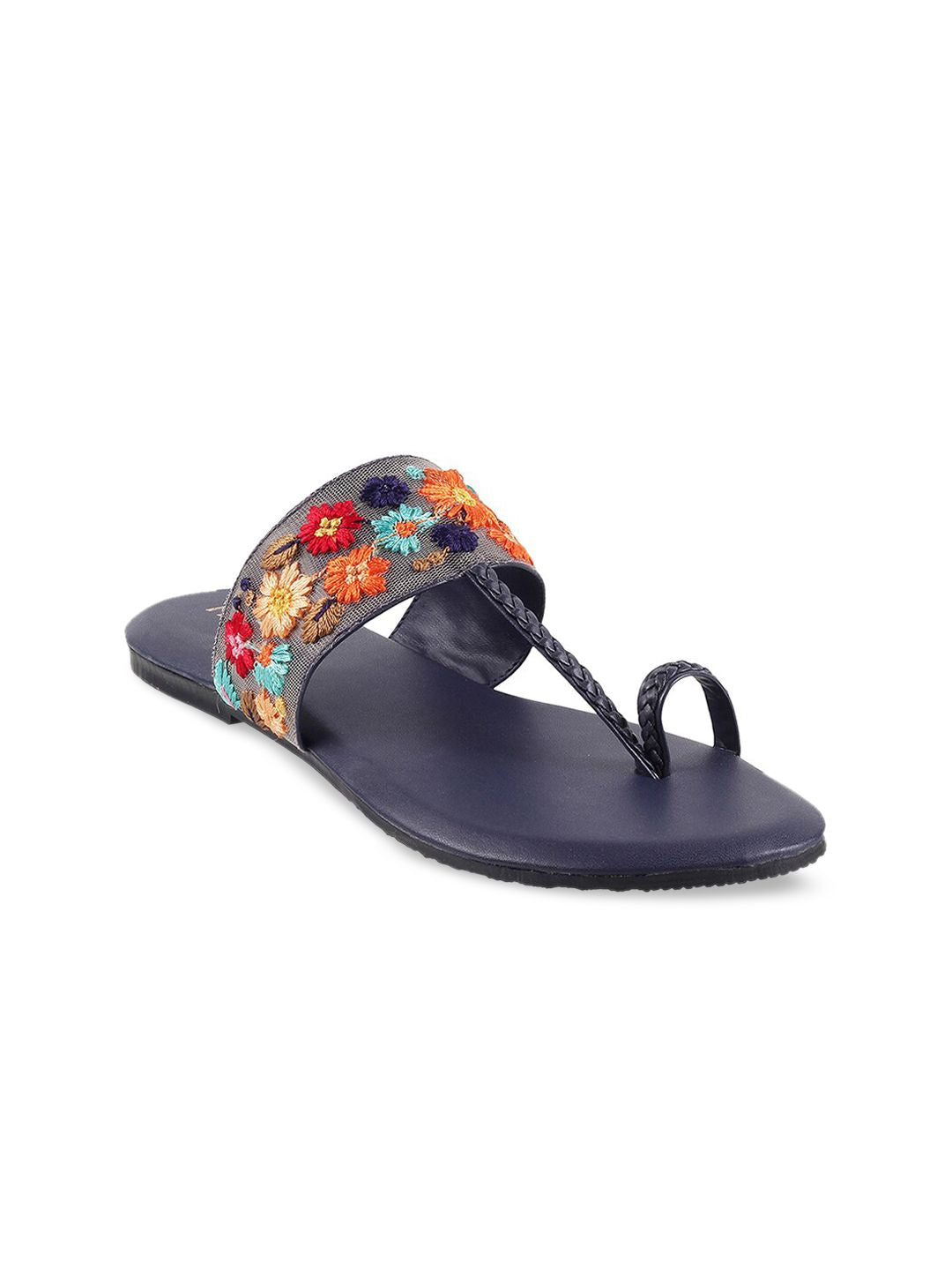 Metro Women Blue One Toe Flats
