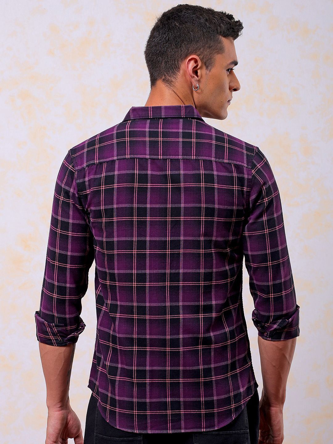 The Indian Garage Co Men Slim Fit Tartan Checked Cotton Casual Shirt