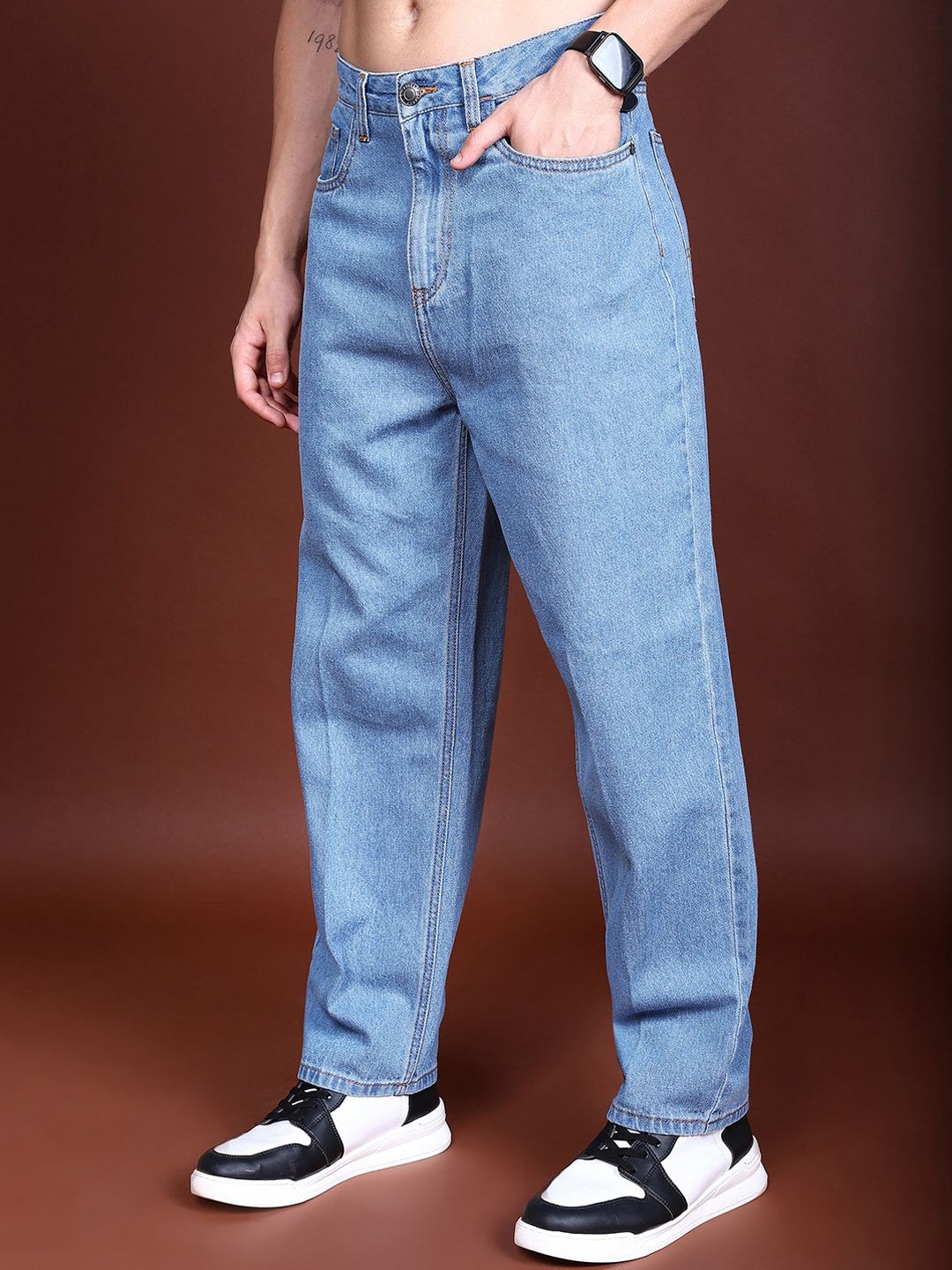 HIGHLANDER Men Loose Fit Mid-Rise Cotton Jeans