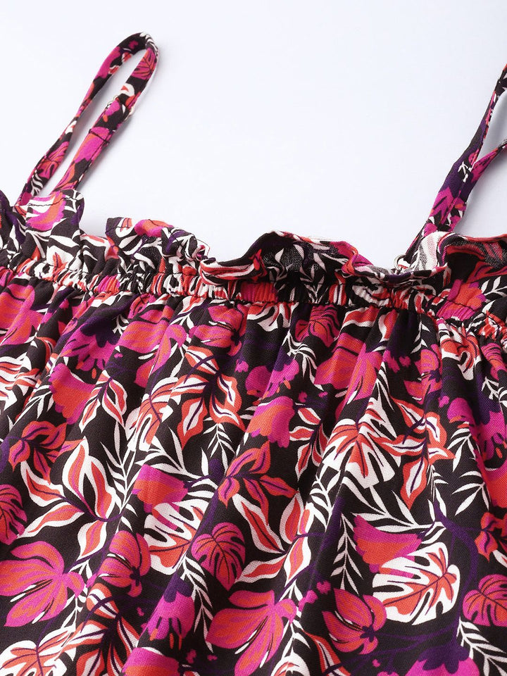DressBerry Tropical Holiday Temptation Ruffles Gracefully Strapped A-line Dress