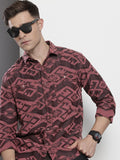 The Indian Garage Co Self Design Geometric Jacquard Relaxed Fit Shirt