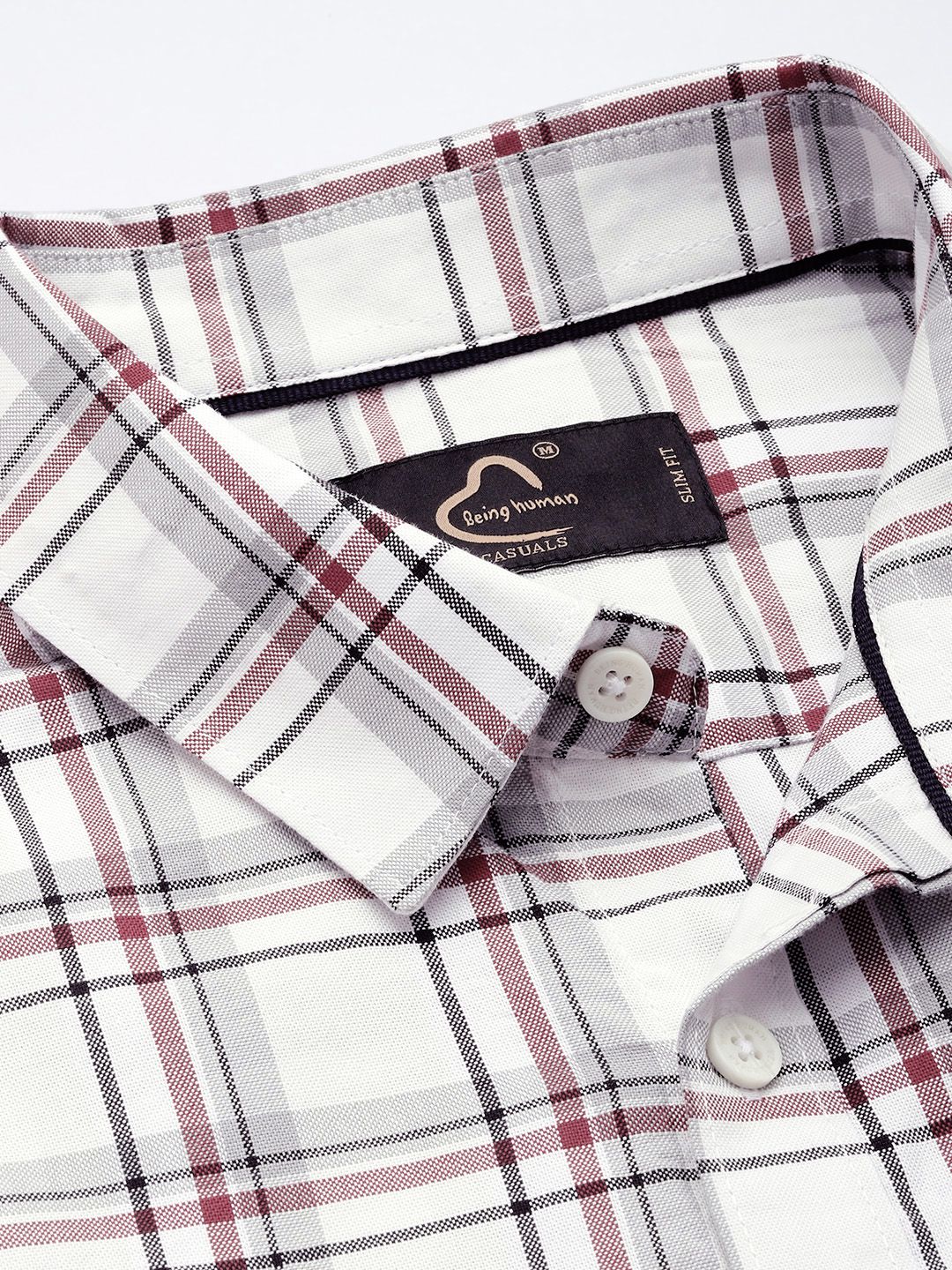 Being Human Slim Fit Opaque Pure Cotton Checked Casual Shirt