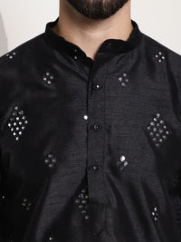 SOJANYA Mandarin Collar Mirror Work Kurta With Trousers