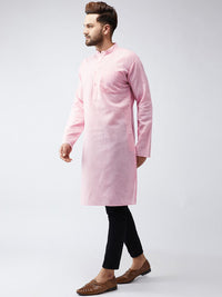 SOJANYA Men Pink Solid Kurta Lurus