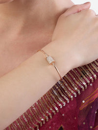 Zaveri Pearls Rose Gold-Plated Cubic Zirconia Stone Studded Kada Bracelet