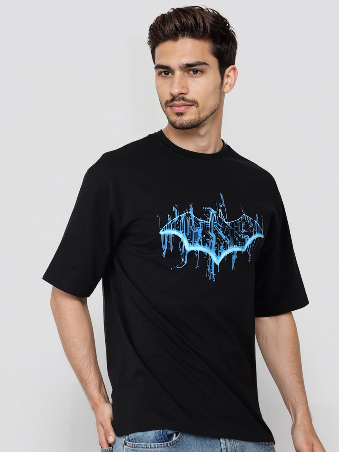 The Indian Garage Co Men Biker Printed Raw Edge Boxy T-shirt
