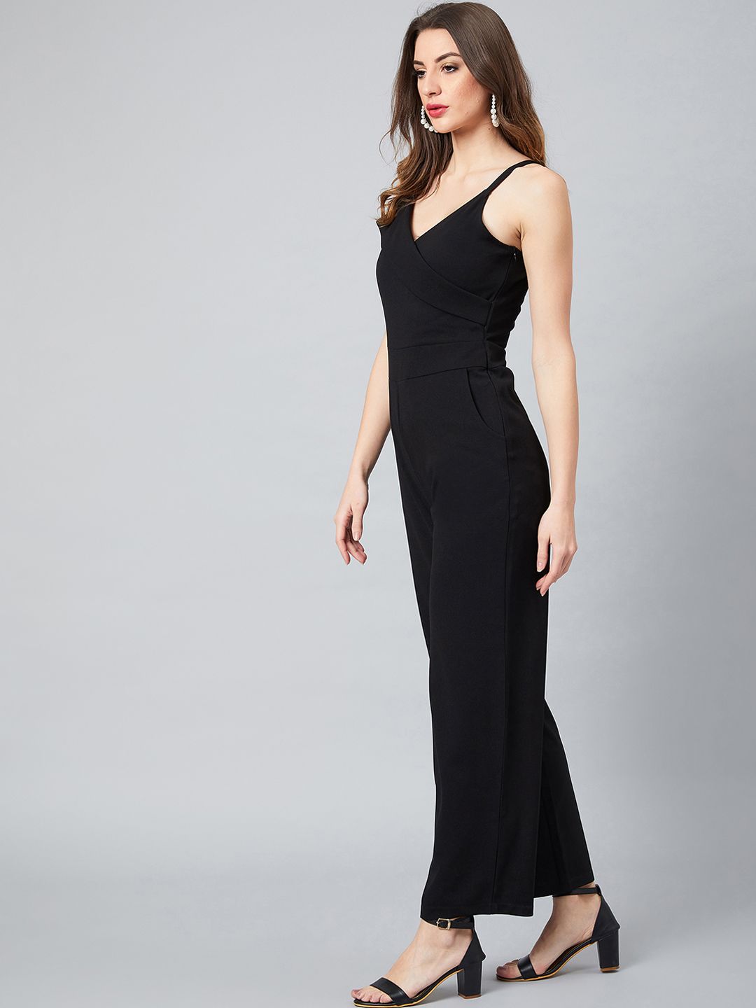 Athena Women Black Solid Basic Jumpsuit