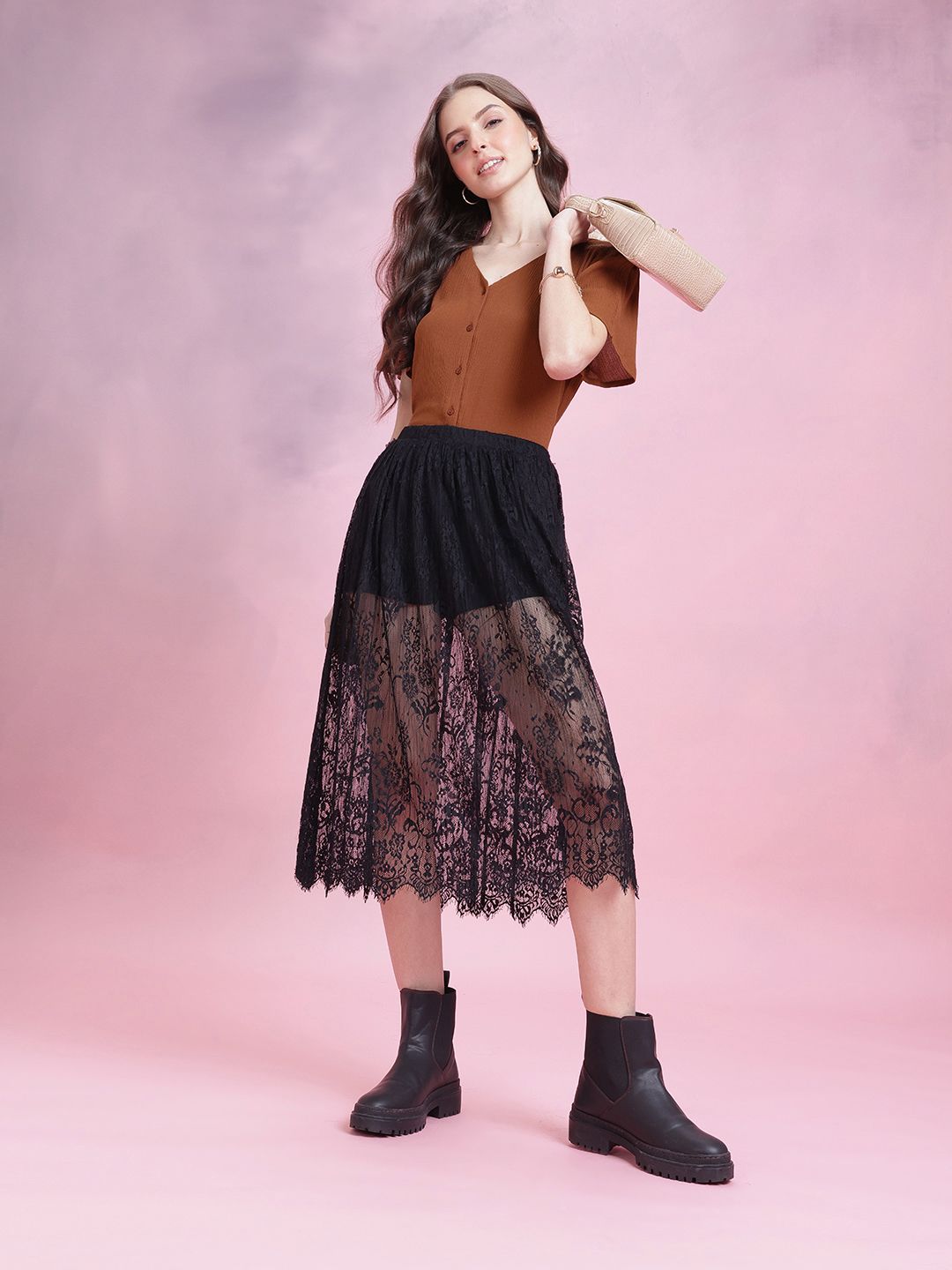 DressBerry Flutter Sleeve Crinkle Effect Shirt Style Top