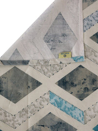 KLOTTHE White & Blue Geometric-Printed 130GSM Double King Bedsheet with 2 Pillow Covers