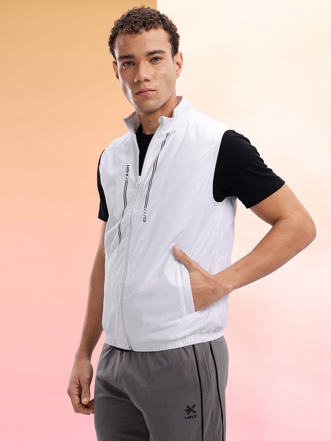 HRX by Hrithik Roshan Mock Collar Brand Logo Detail Gilet
