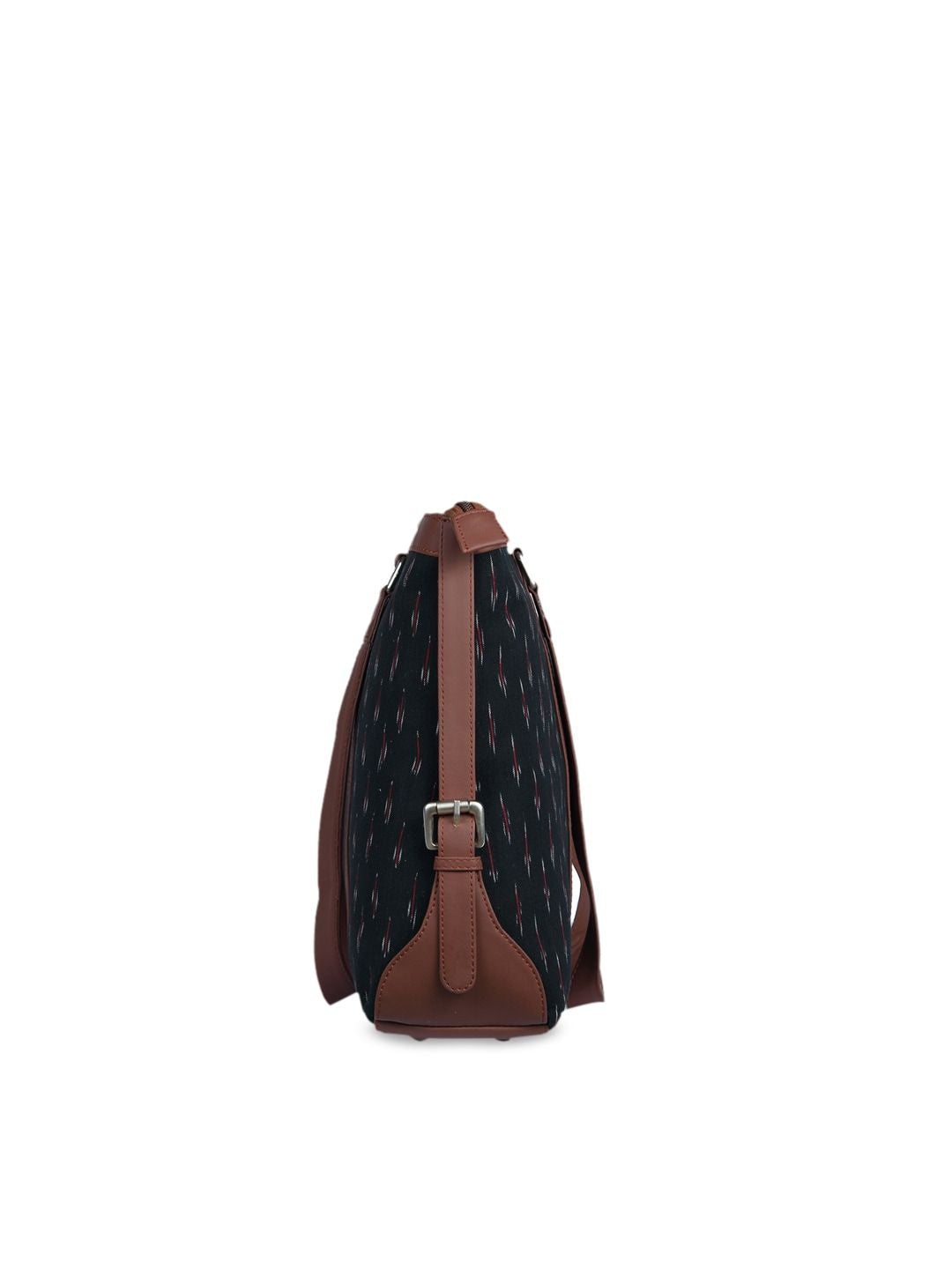 ZOUK Women Black Geometric Printed Leather Structured Shoulder Laptop Tote Bag