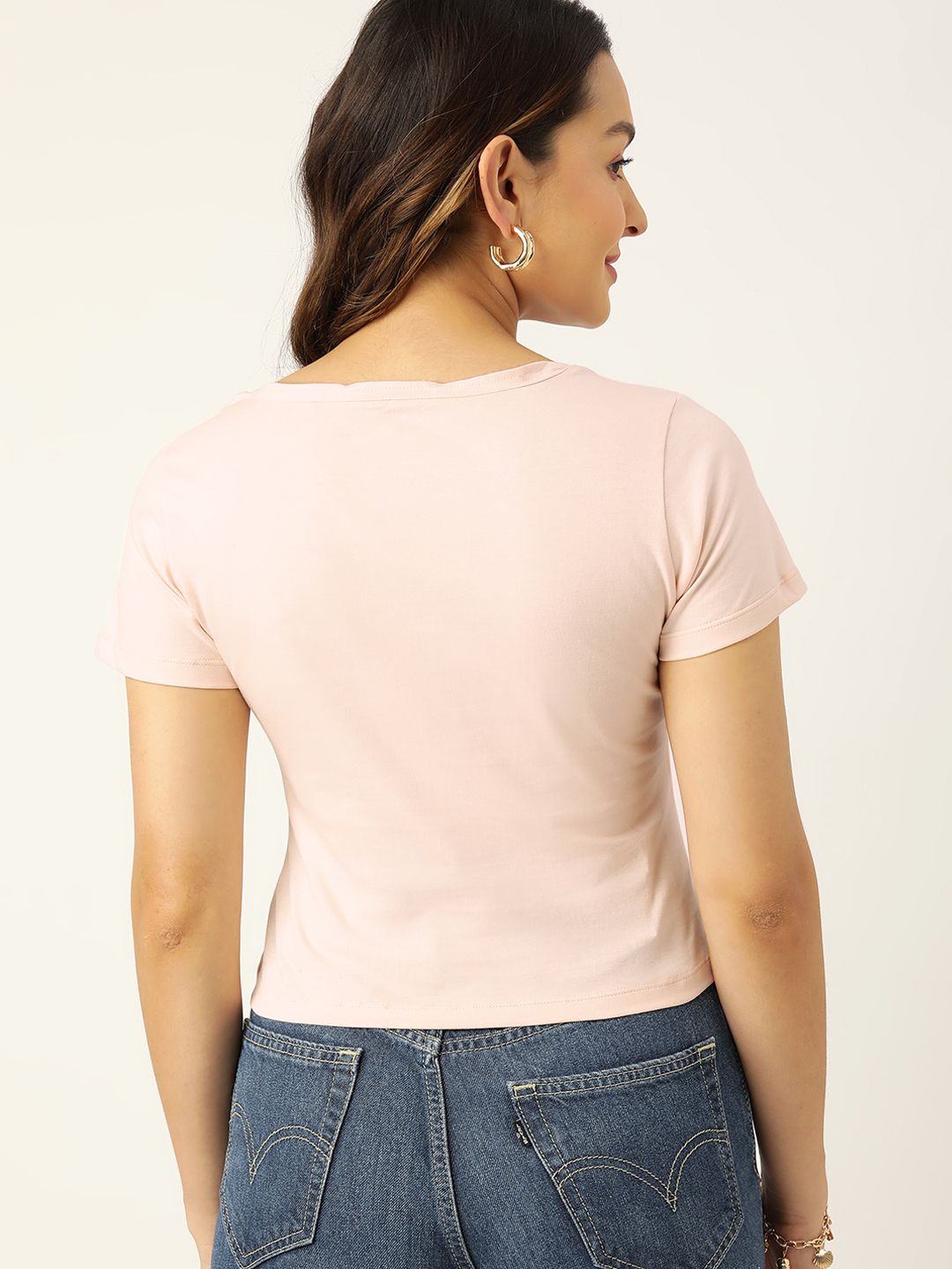 DressBerry Solid V-Neck Cotton Top