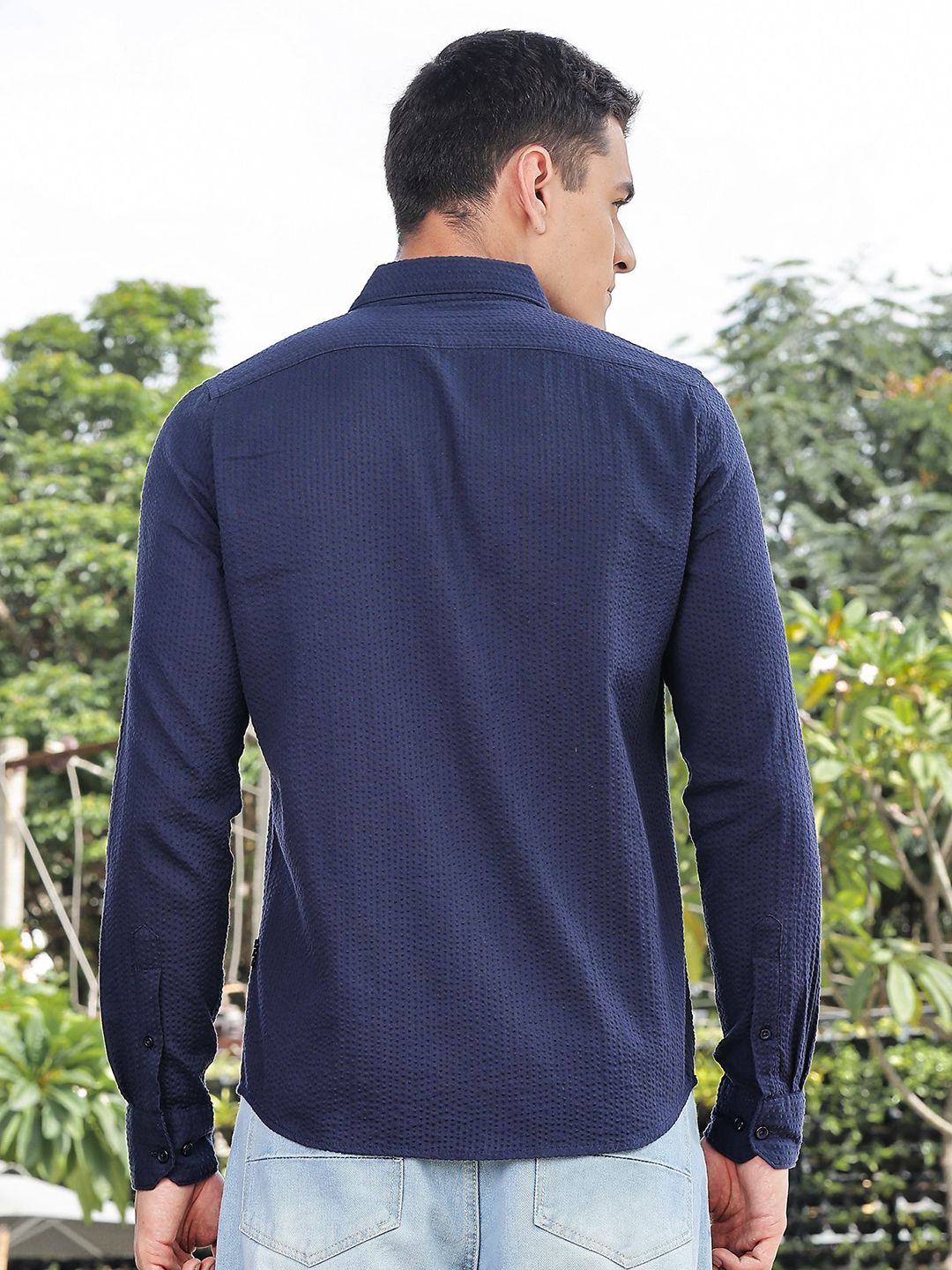 Thomas Scott Premium Seersucker Button-Down Collar Cotton Shirt