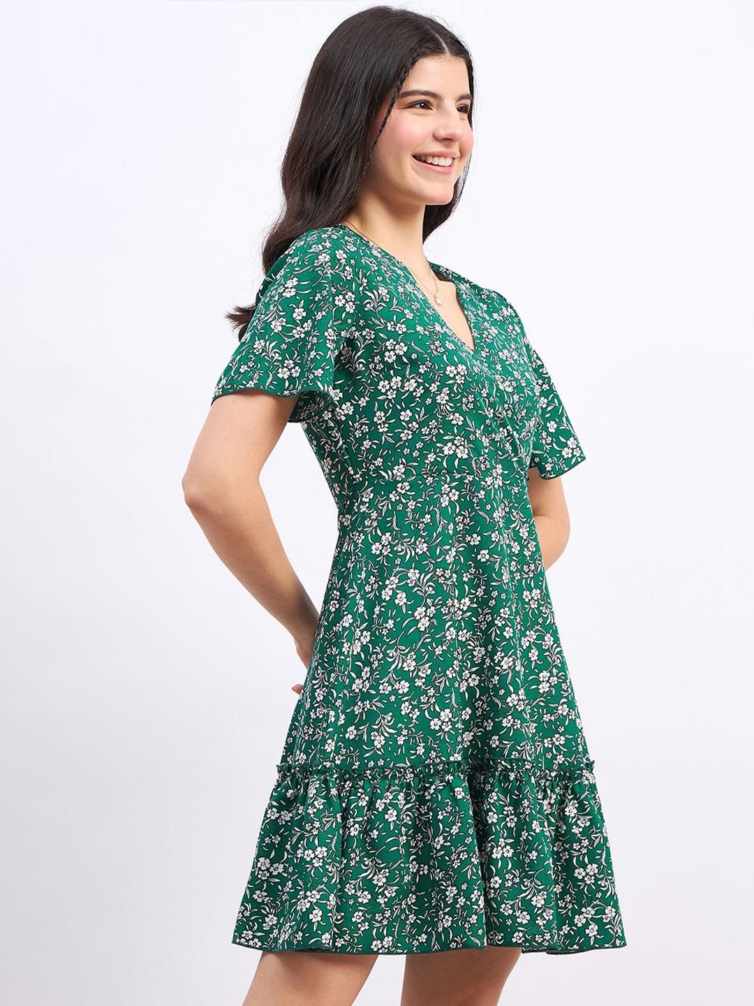 Berrylush Floral Print Ruffled A-Line Mini Dress