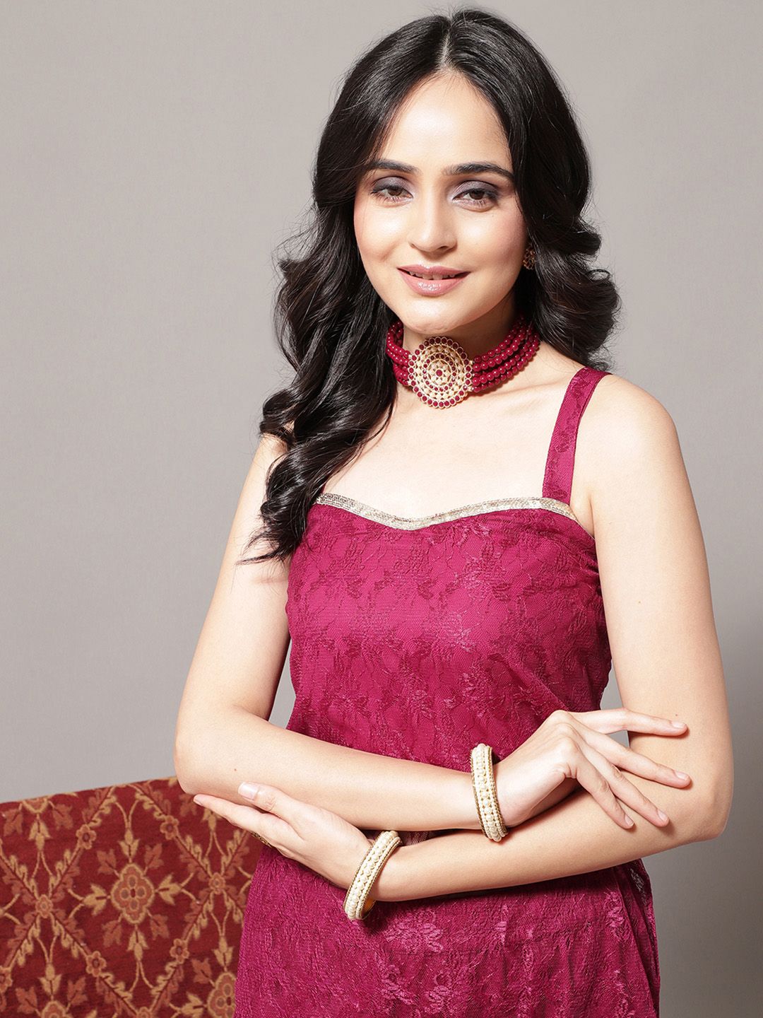 Varanga Women Magenta Kurta with Sharara