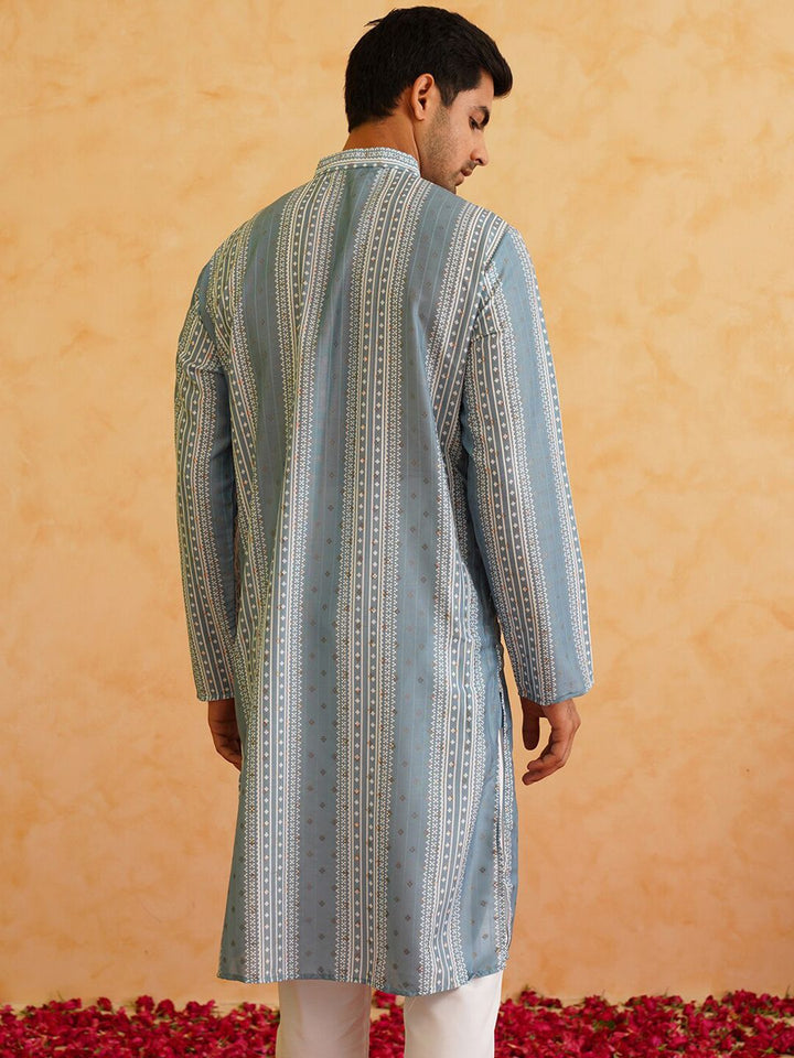 SOJANYA Striped Regular Cotton Silk Kurta with Churidar