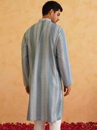 SOJANYA Striped Regular Cotton Silk Kurta with Churidar