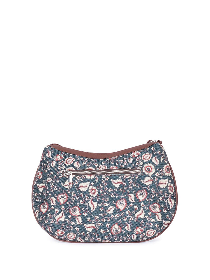 ZOUK Floral Printed Structured Jute Sling Bag