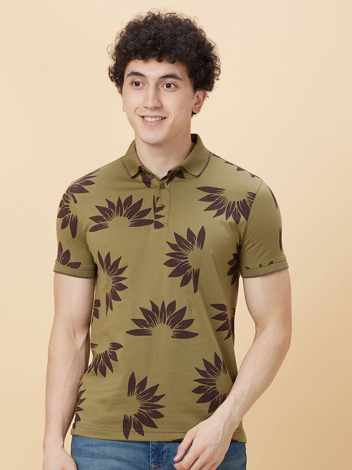 Being Human Floral Printed Polo Collar T-shirt