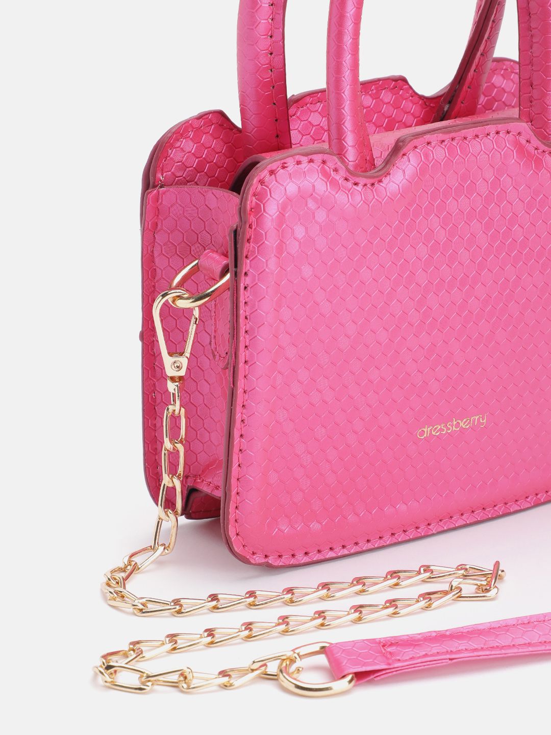 DressBerry Snake Skin Textured Structured Handheld Bag