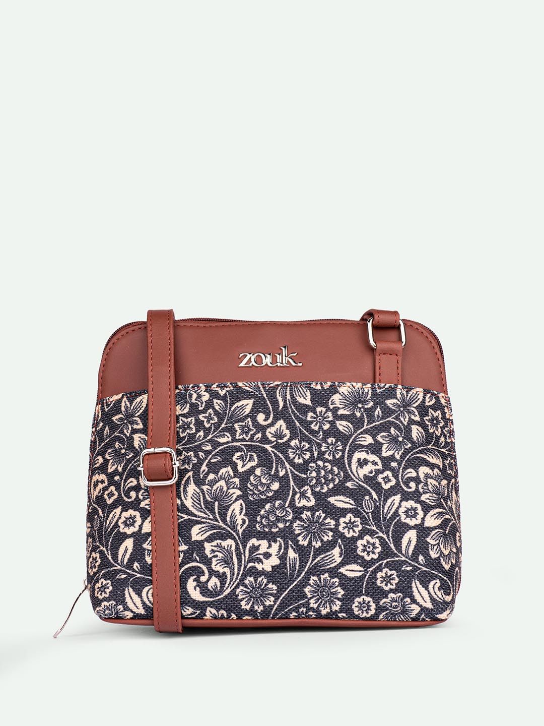 ZOUK Floral Printed Structured Sling Bag